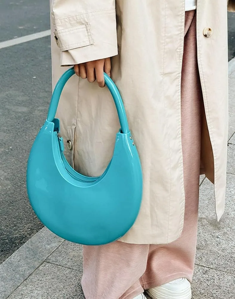 Womens Fashion Jelly Handbags Y2k rescent Shoulder Bag Small Totes Purse Armpit Satchel Summer Cute Clutch