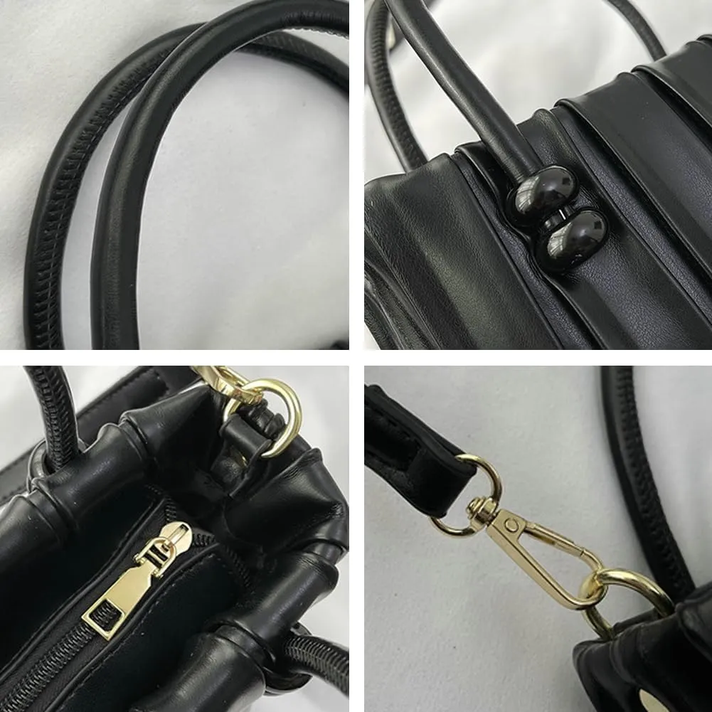 Women's Fashion PU Leather Shoulder Crossbody Bag Y2K Totes Hobo Handbag Cute Small Pleated Purse Phone Satchel