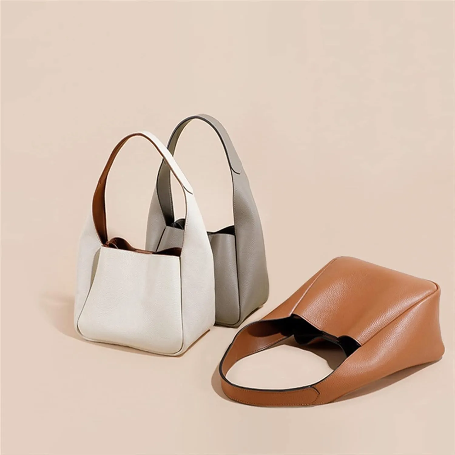 Women's Handbags Shoulder Bags Purses and Handbags Tote Bags Large Capacity Shopping Bags Simple Open Bucket Bags(Camel)