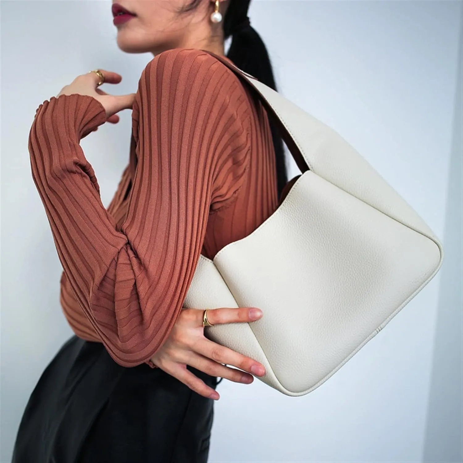 Women's Handbags Shoulder Bags Purses and Handbags Tote Bags Large Capacity Shopping Bags Simple Open Bucket Bags(Camel)