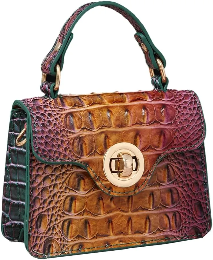 Womens PU Leather Crossbody Shoulder Bags Designer Crocodile Purse Small Totes Satchel Vintage Handbag Evening Clutch