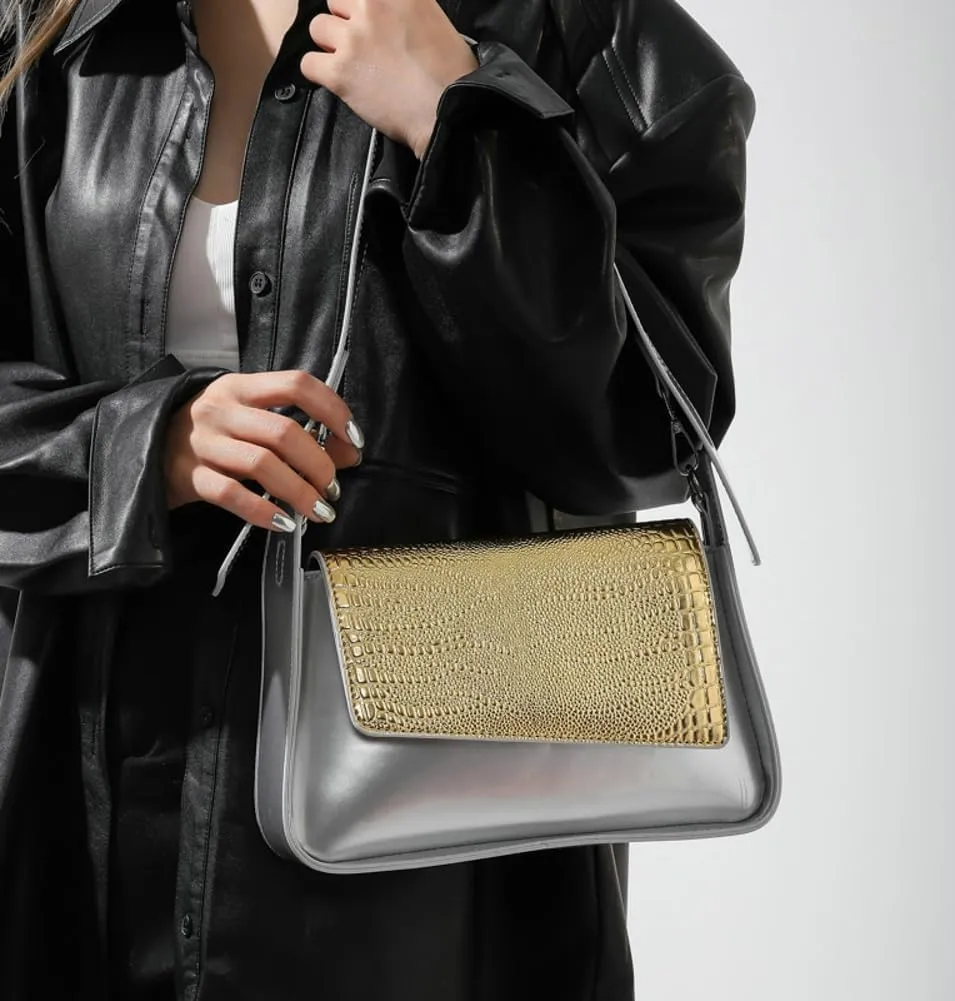 Women's PU Leather Shoulder Crossbody Bag Y2K Hobo Small Totes Handbag Fashion Underarm Purse Glossy Satchel