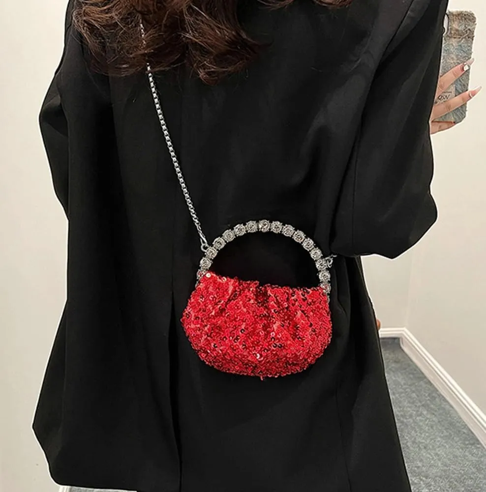 Womens Rhinestone Evening Clutch Bag Y2k Shinny Sequin Cloud Purse Mini Totes Handbag Satchel Dinner Party Wedding