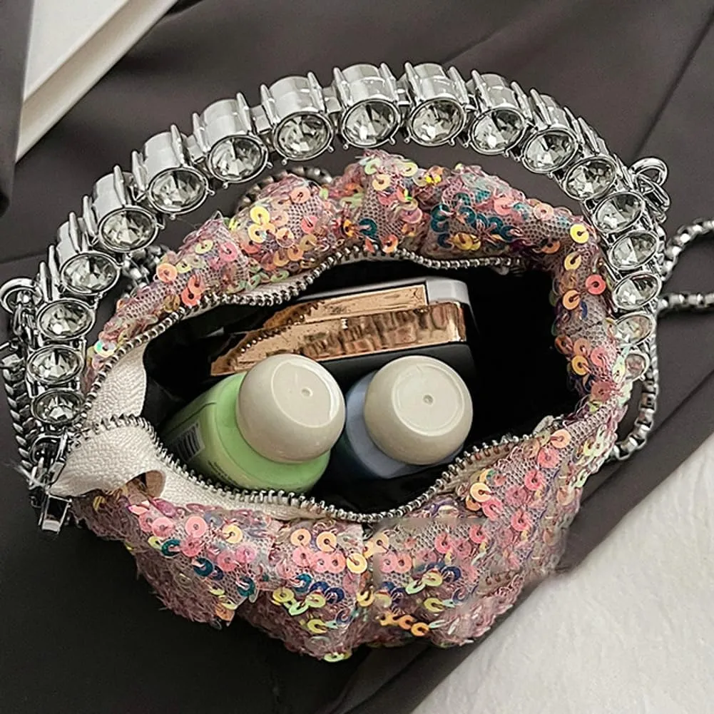 Womens Rhinestone Evening Clutch Bag Y2k Shinny Sequin Cloud Purse Mini Totes Handbag Satchel Dinner Party Wedding