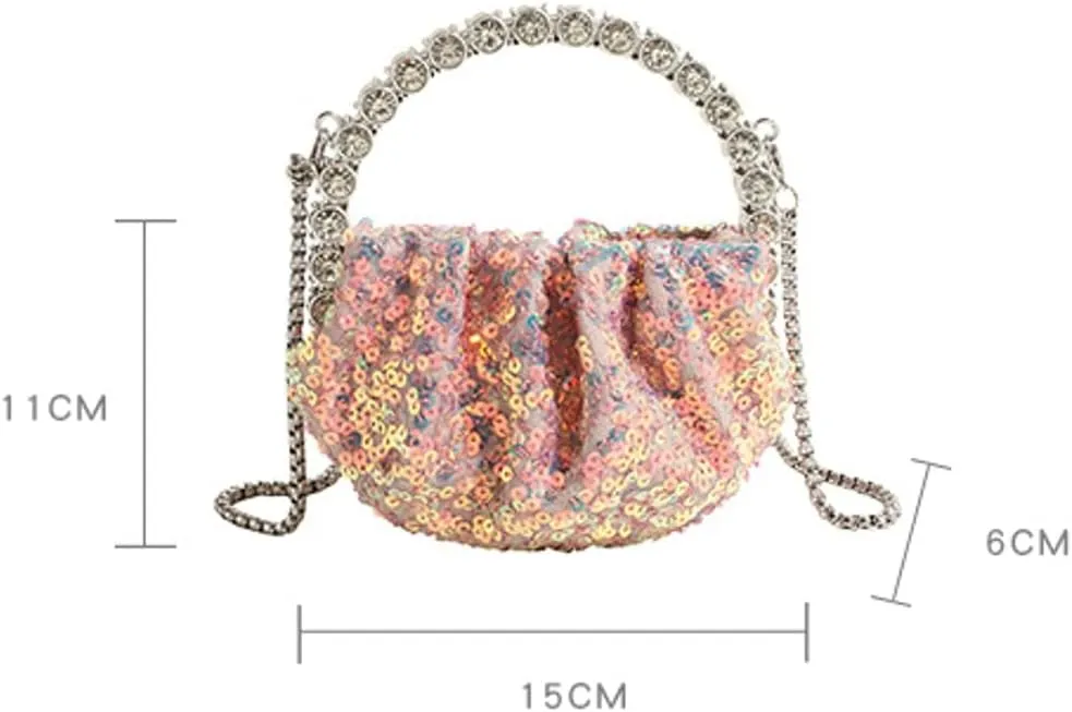 Womens Rhinestone Evening Clutch Bag Y2k Shinny Sequin Cloud Purse Mini Totes Handbag Satchel Dinner Party Wedding