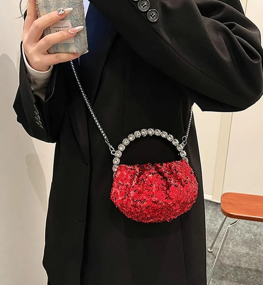 Womens Rhinestone Evening Clutch Bag Y2k Shinny Sequin Cloud Purse Mini Totes Handbag Satchel Dinner Party Wedding