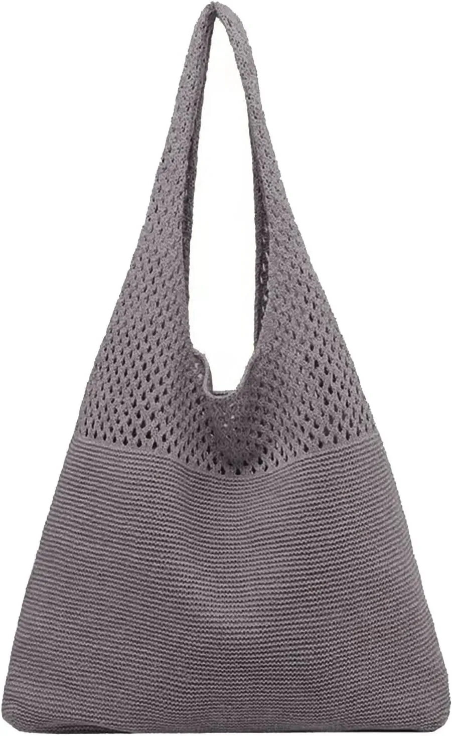 Women's Spring/Summer Portable Retro Hollow Knitted Handheld One Shoulder Vest Bag Women Shoulder (Dark Gray, One Size)