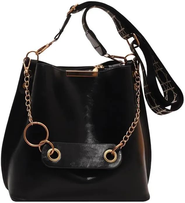 Women's Stylish Crossbody Bags and Handbags,Female Purses Large Capacity Bucket Bags Satchel Bags Black