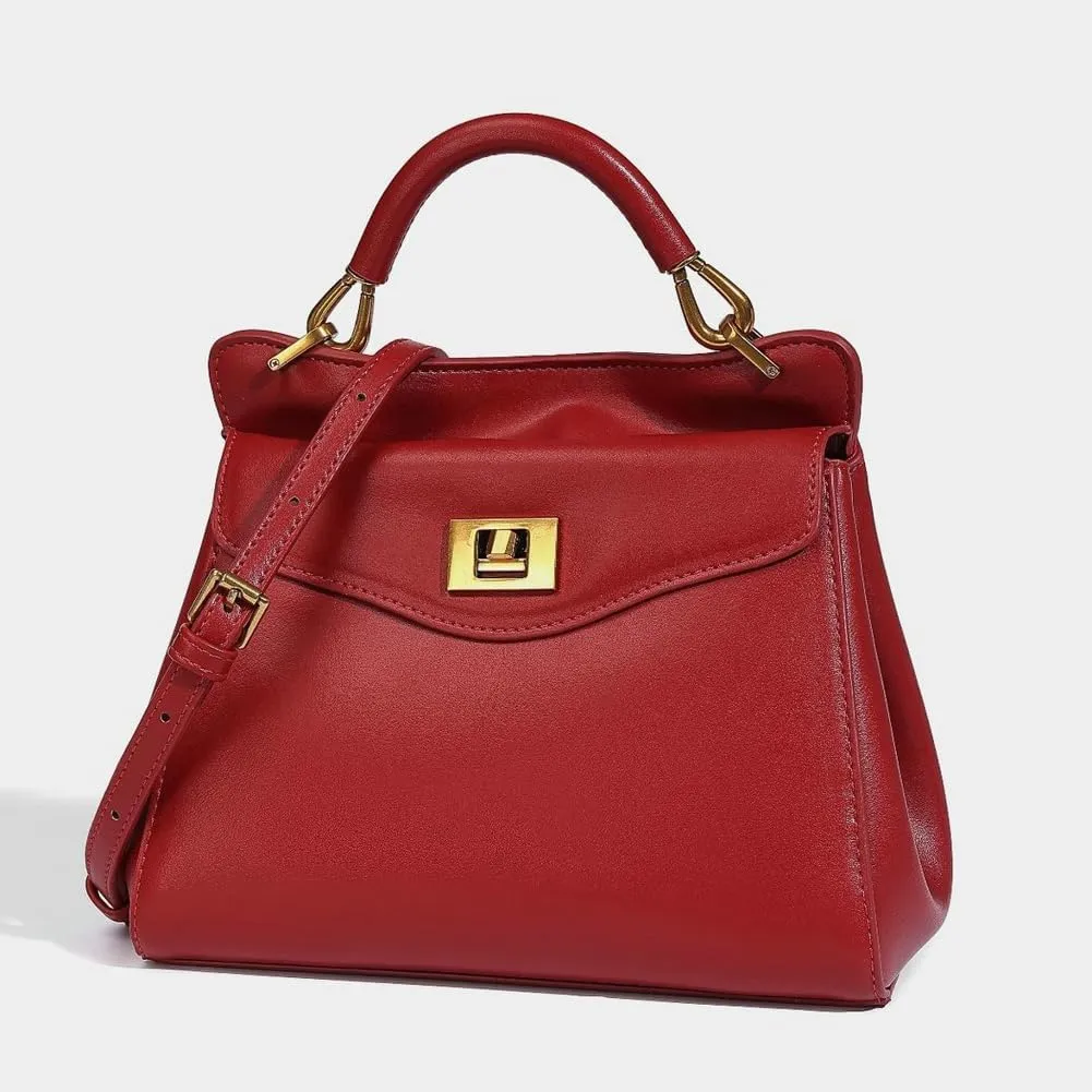 Womens Trendy Vegan Leather Handbag Purse Small Working Shoulder Crossbody Bags Top Handle Satchel Buckle Totes