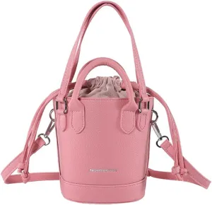 Women's Vegan Leather Handbag Crossbody Shouler Bag Bucket Totes Small Purse Y2k Satchel with Drawstring