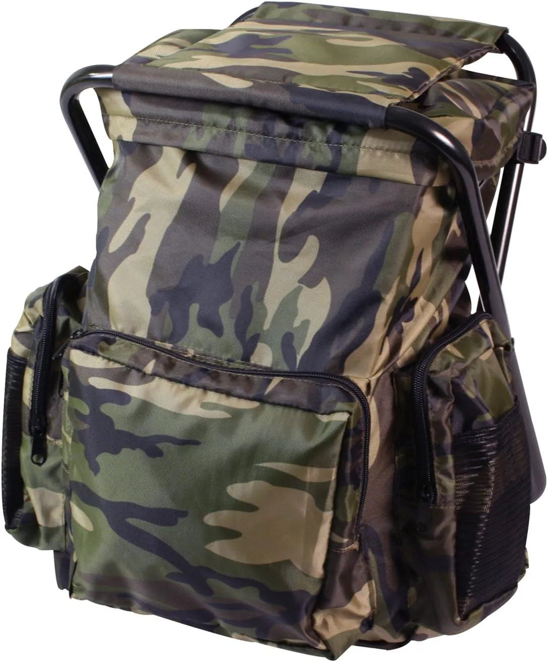 Woodland Camouflage Military Deluxe Combo Backpack & Foldable Stool